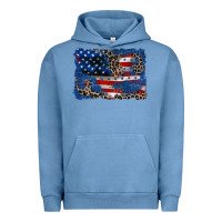Pigment Pebble Blue Leopard glitter American flag 4th of july Urban Hoodie - CowGirlArtShop
