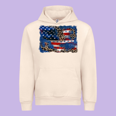 Leopard Glitter American Flag 4th Of July Urban Hoodie Designed By Cowgirlartshop