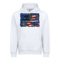 White Leopard glitter American flag 4th of july Urban Hoodie - CowGirlArtShop