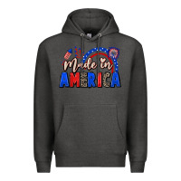 Charcoal Heather Made in America 4th of july Premium Hoodie - CowGirlArtShop