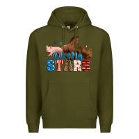 Army Green Horse pig chicken with oh my stars Premium Hoodie - Neo Western