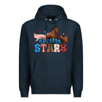 Navy Horse pig chicken with oh my stars Premium Hoodie - Neo Western