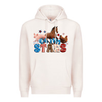 Pale Pink Horse pig chicken with oh my stars Premium Hoodie - Neo Western