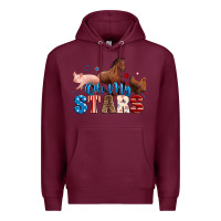 Burgundy Horse pig chicken with oh my stars Premium Hoodie - Neo Western