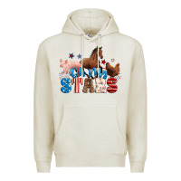 Oatmeal Heather Horse pig chicken with oh my stars Premium Hoodie - Neo Western