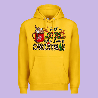 Just A Girl Who Loves Christmas Premium Hoodie Designed By Cowhidedigitalart
