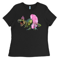 Black balerina t rex dinosaur with tutu Ladies Tee - Artiststas