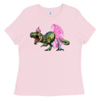 Bubblegum Pink balerina t rex dinosaur with tutu Ladies Tee - Artiststas