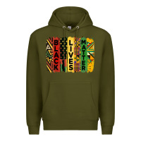 Army Green junetheenth black livesmatter brush stroke Premium Hoodie - HRA Design Shop