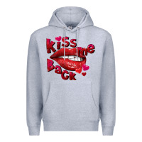 Heather Grey kiss me back Premium Hoodie - FaDigitalArtStudio