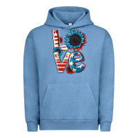 Pigment Pebble Blue Love 4th of July Urban Hoodie - CowGirlArtShop