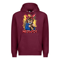 Burgundy Meowica 4th of july Premium Hoodie - CowGirlArtShop