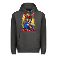 Charcoal Heather Meowica 4th of july Premium Hoodie - CowGirlArtShop