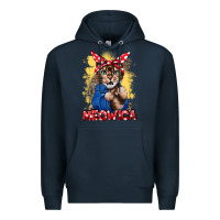 Navy Meowica 4th of july Premium Hoodie - CowGirlArtShop