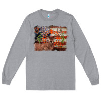 Heather Grey deer hunting target american flag  background Long Sleeve Tee - BarkalooDesign