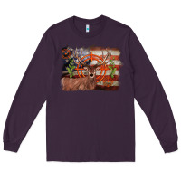 Plum deer hunting target american flag  background Long Sleeve Tee - BarkalooDesign