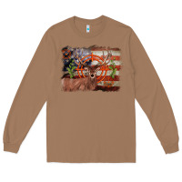 Toasted Coconut deer hunting target american flag  background Long Sleeve Tee - BarkalooDesign