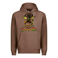 Chestnut juneteenth black woman messy bun Premium Hoodie - HRA Design Shop