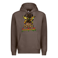 Coffee juneteenth black woman messy bun Premium Hoodie - HRA Design Shop