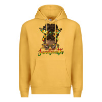 Mustard juneteenth black woman messy bun Premium Hoodie - HRA Design Shop