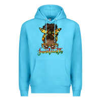 Ocean Blue juneteenth black woman messy bun Premium Hoodie - HRA Design Shop