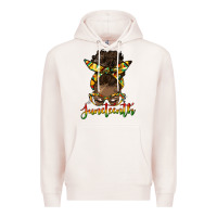 Pale Pink juneteenth black woman messy bun Premium Hoodie - HRA Design Shop