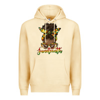 Pina Colada juneteenth black woman messy bun Premium Hoodie - HRA Design Shop