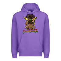 Purple juneteenth black woman messy bun Premium Hoodie - HRA Design Shop