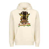 Sandshell juneteenth black woman messy bun Premium Hoodie - HRA Design Shop