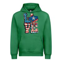 Emerald Love Texas  4th of july Urban Hoodie - CowGirlArtShop