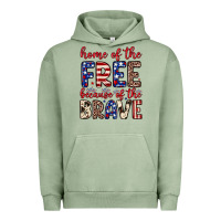 Pigment Oil Green Home of the free because of the brave Urban Hoodie - Neo Western