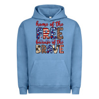 Pigment Pebble Blue Home of the free because of the brave Urban Hoodie - Neo Western
