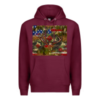 Burgundy Hunting leopard USA flag tumbler 4th of july Premium Hoodie - Neo Western
