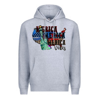 Heather Grey Merica Merica Merica vibes 4th of july Premium Hoodie - CowGirlArtShop