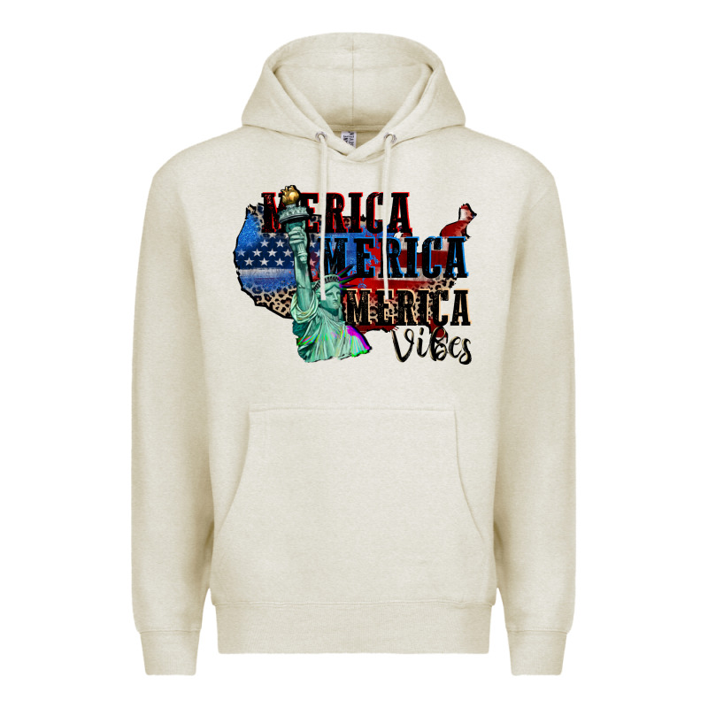 Merica Merica Merica Vibes 4th Of July Premium Hoodie by CowGirlArtShop | Teevron