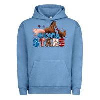 Pigment Pebble Blue Horse pig chicken with oh my stars Urban Hoodie - Neo Western