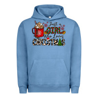 Pigment Pebble Blue just a girl who loves christmas Urban Hoodie - CowhideDigitalArt