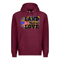 Burgundy Land that we love 4th of July Premium Hoodie - Neo Western