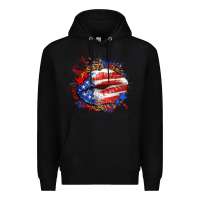 Black Leopard American flag lips Premium Hoodie - Neo Western