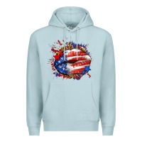 Blue Mist Leopard American flag lips Premium Hoodie - Neo Western