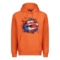 Carrot Leopard American flag lips Premium Hoodie - Neo Western