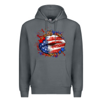 Rock Leopard American flag lips Premium Hoodie - Neo Western