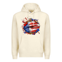 Sandshell Leopard American flag lips Premium Hoodie - Neo Western