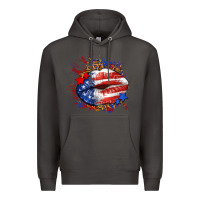 Smoke Leopard American flag lips Premium Hoodie - Neo Western