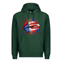 Sports Green Leopard American flag lips Premium Hoodie - Neo Western