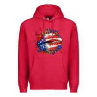 Cardinal Leopard American flag lips Premium Hoodie - Neo Western