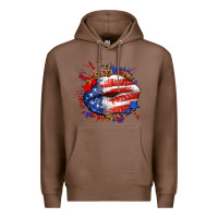 Chestnut Leopard American flag lips Premium Hoodie - Neo Western