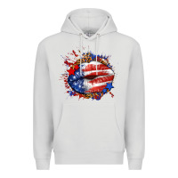 Dove Grey Leopard American flag lips Premium Hoodie - Neo Western