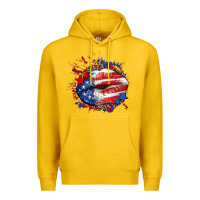 Lemon Leopard American flag lips Premium Hoodie - Neo Western