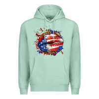 Seafoam Leopard American flag lips Premium Hoodie - Neo Western